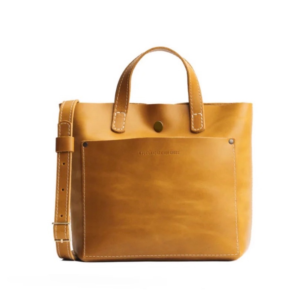 Portland Leather Mini Crossbody Tote Bag in Mango. NEW - Picture 4 of 7